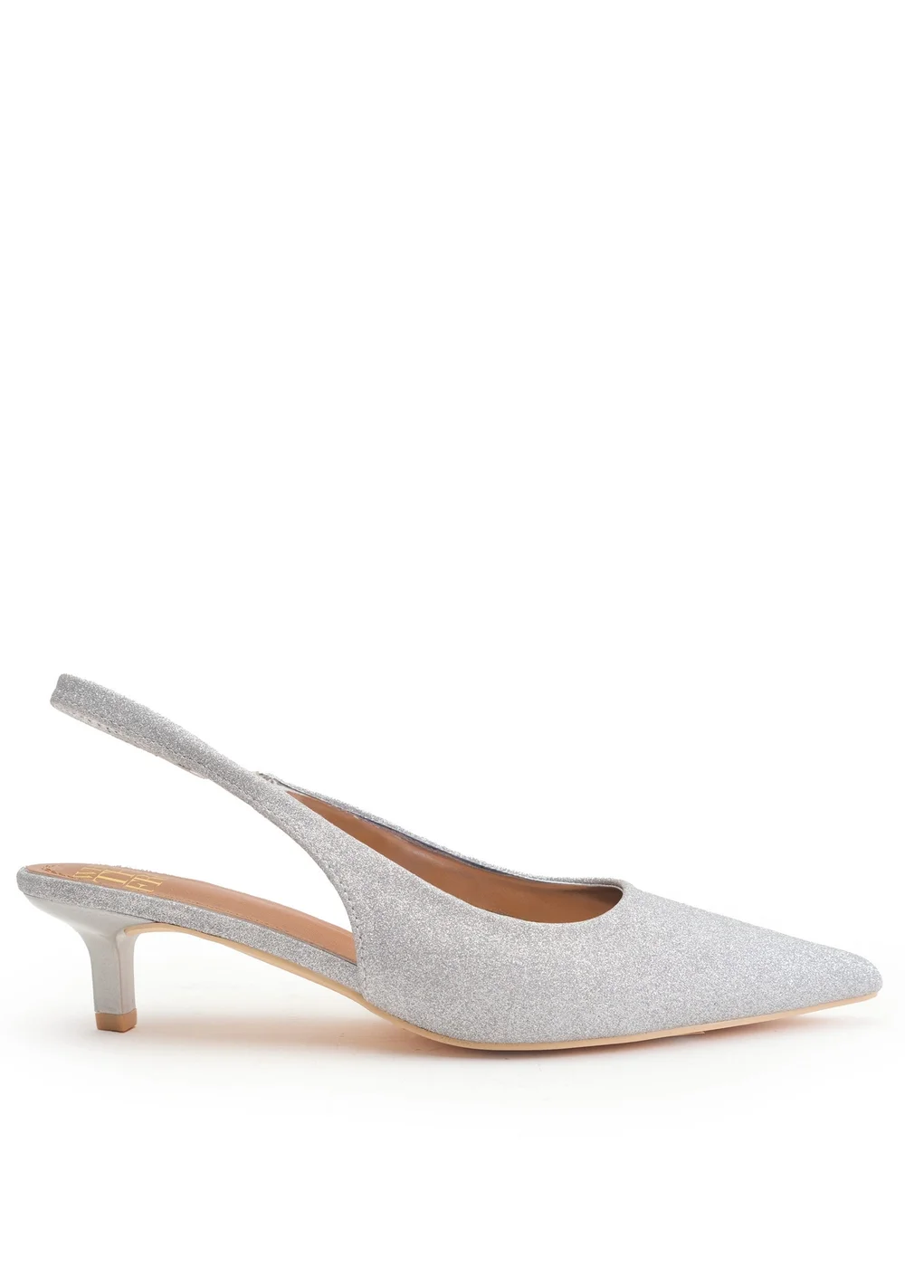 Where's That From Silver Glitter Quentin Low Kitten Heels - Size 3 Image 1