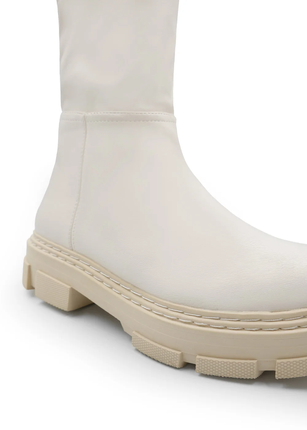 Where's That From Ivory Cream Pu Nevaey Platform Calf Boots - Size 6 Image 2