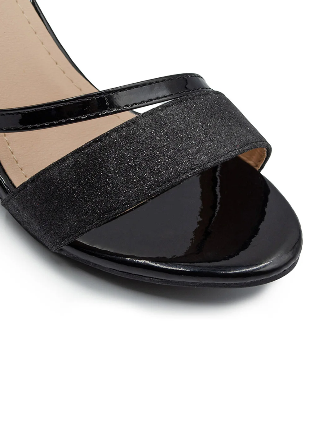 Where's That From Black Glitter Perla Mid Block Heel Sandals - 9 Image 2