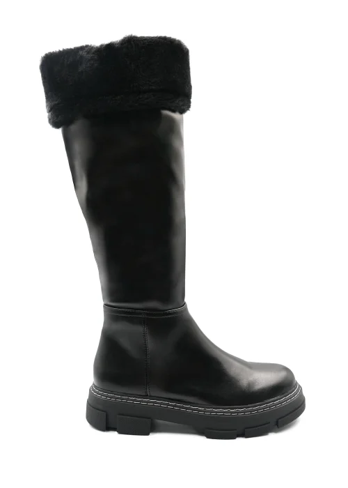Where's That From Black PU Nevaey Platform Calf High Boots - Size 3 Image 1