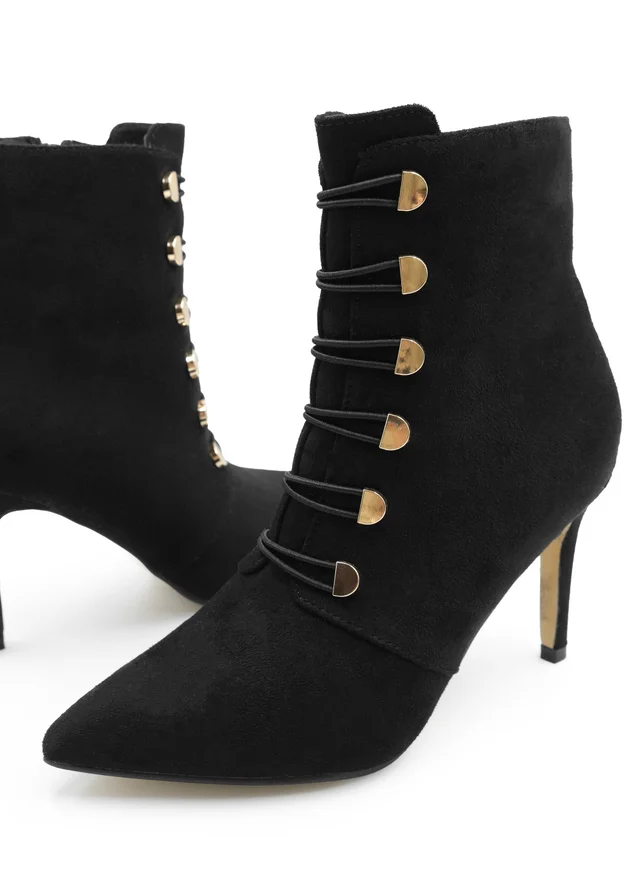 Where's That From Black Faux Suede Blythe Pointed Toe Ankle Boots