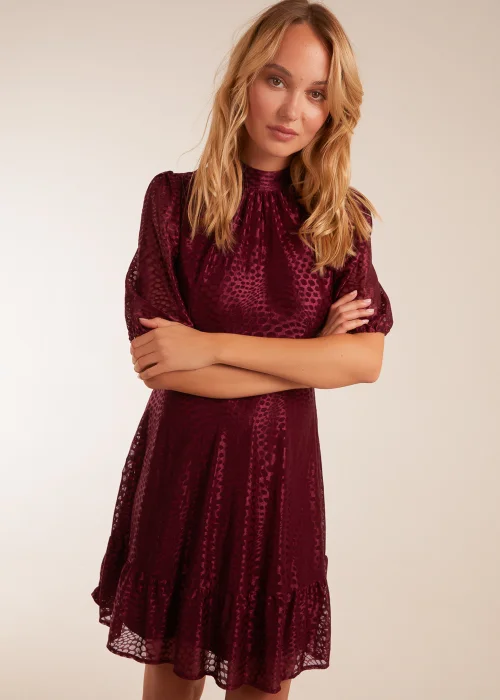 Blue Vanilla Red Mesh High Neck Tier Dress - 8 Image 1