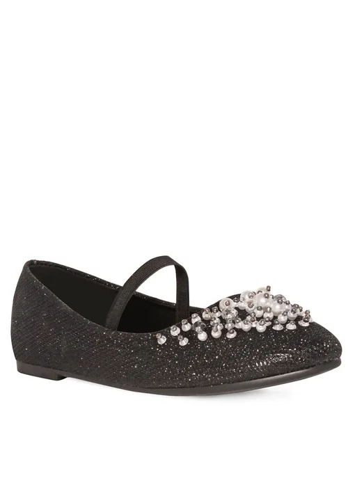 Where's That From Black Libbie Kids Diamante Embellished Platform Shoes - Size 6 Infants Image 2
