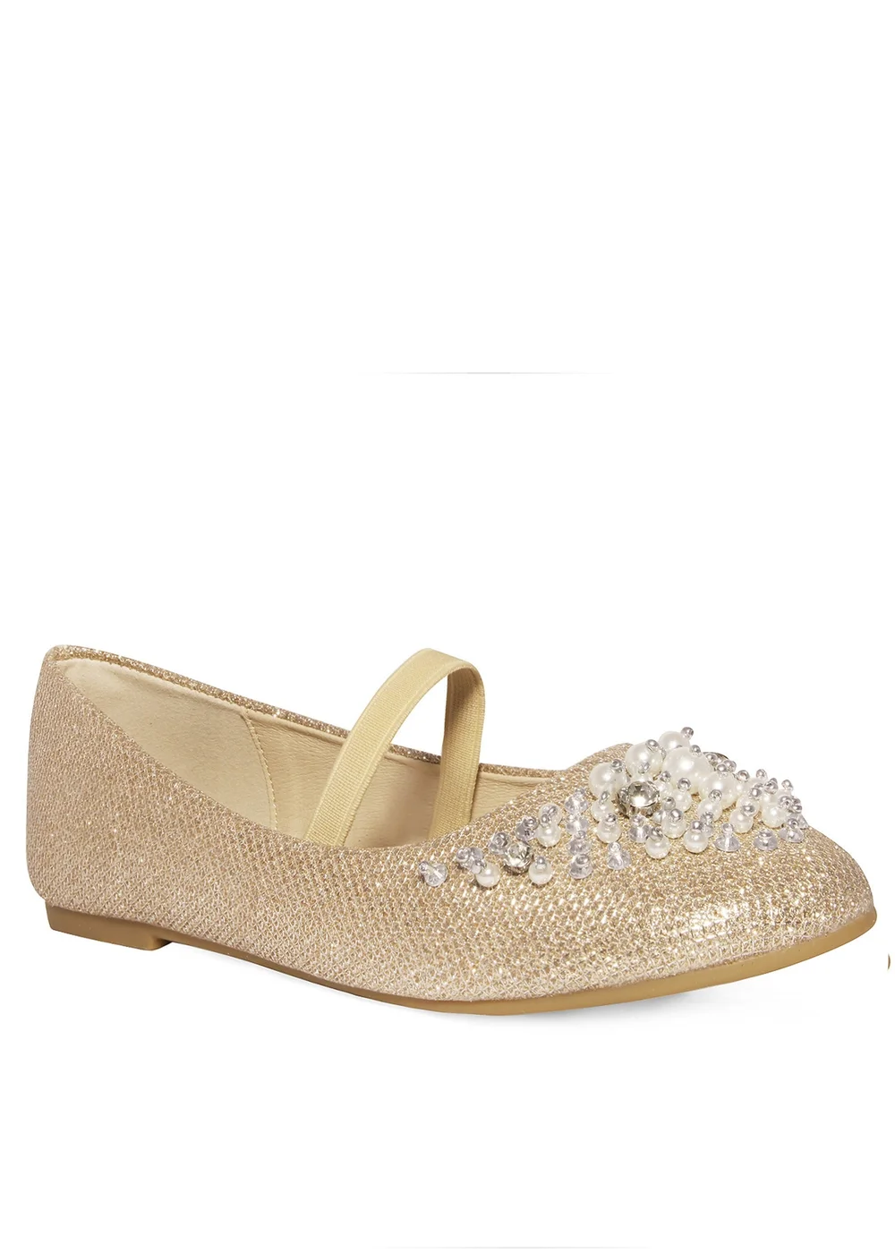 Where's That From Gold Libbie Kids Diamante Embellished Platform Shoes - 2 Image 1