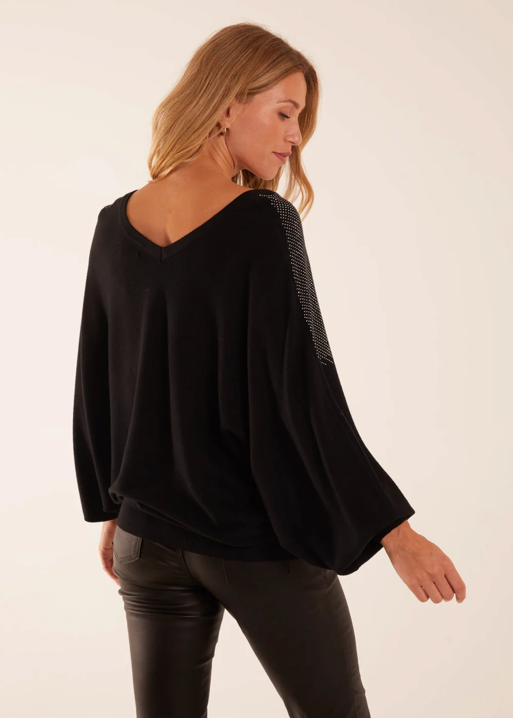 Blue Vanilla Black V Neck Diamante Jumper - S/M Image 2