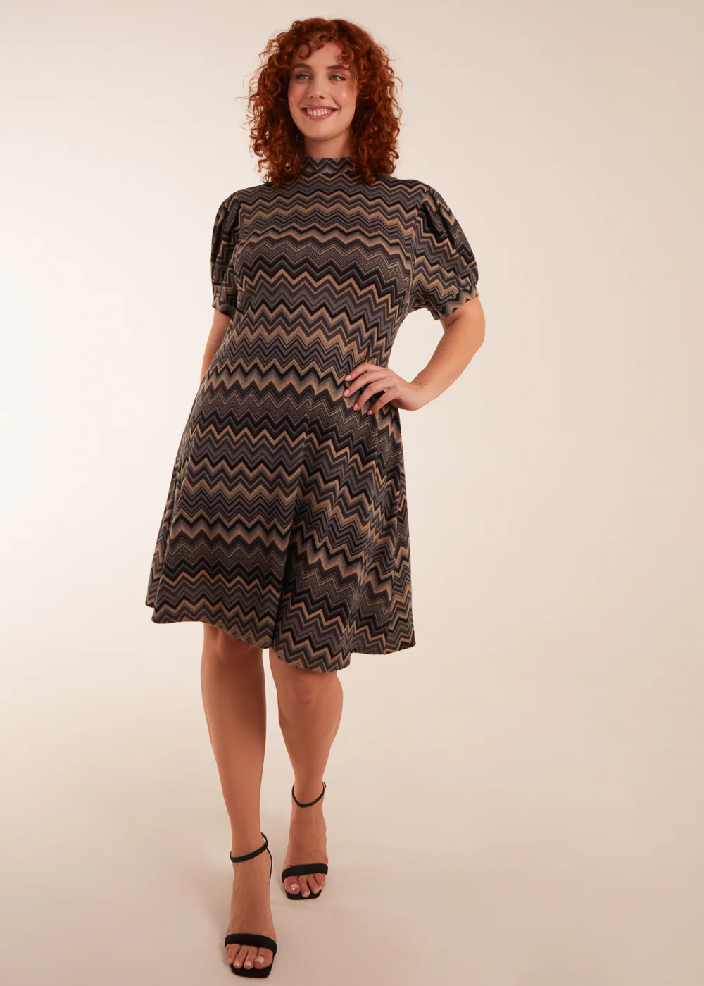 Blue Vanilla Multi Curve Zig Zag Smock Dress - 18-20 Image 4