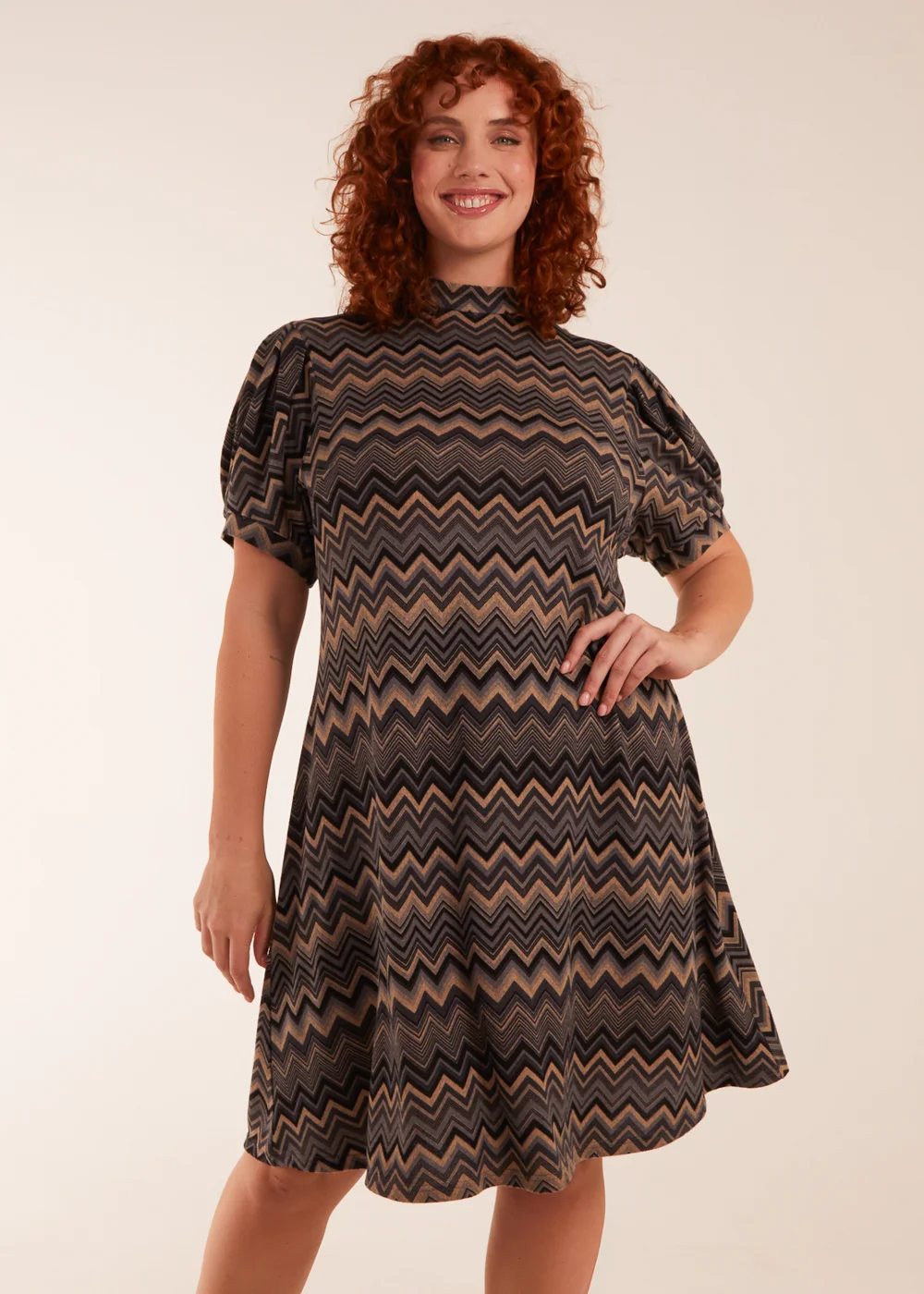 Blue Vanilla Multi Curve Zig Zag Smock Dress - 18-20 Image 1