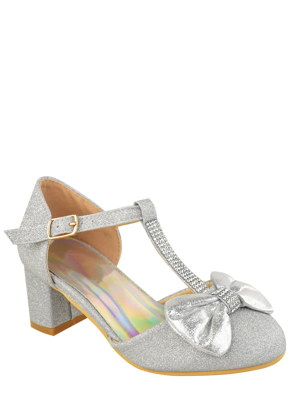 Where's That From Silver Glitter Chava Kids Mid Heel Sandals - 2 Image 1