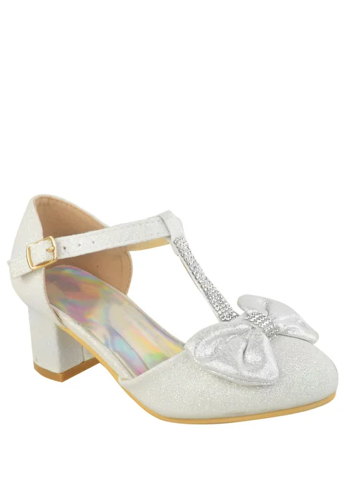 Where's That From White Glitter Chava Kids Mid Heel Sandals - 2 Image 2