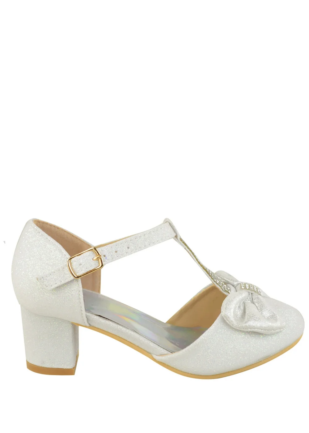 Where's That From White Glitter Chava Kids Mid Heel Sandals - 2 Image 1