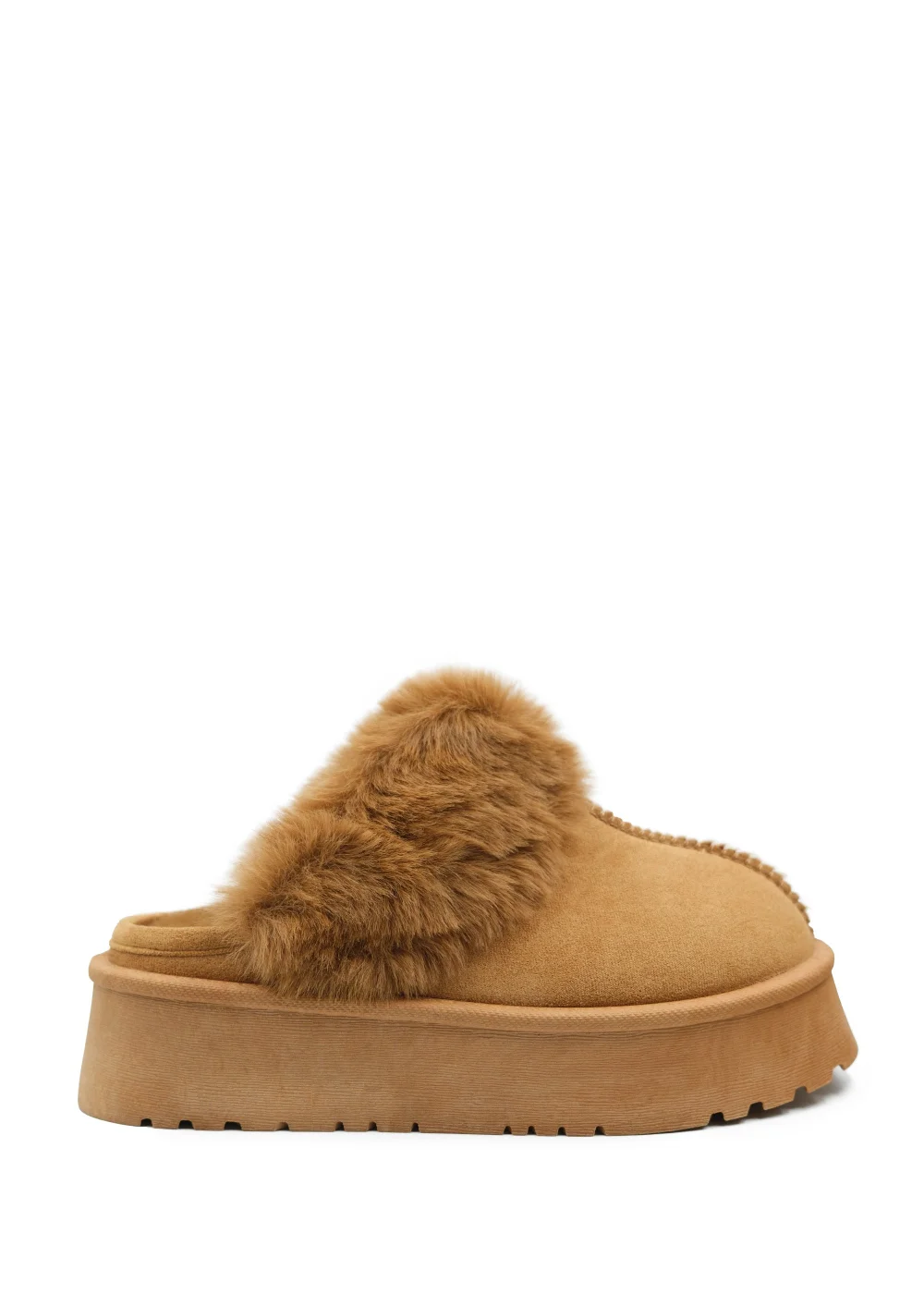 Where's That From Brown Suede Destiny Faux Fur Low Ankle Slipper Boots - Size 8 Image 1