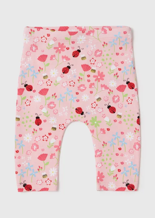 Baby Pink Floral Print Leggings (Newborn- 23mths) - Newborn Image 1
