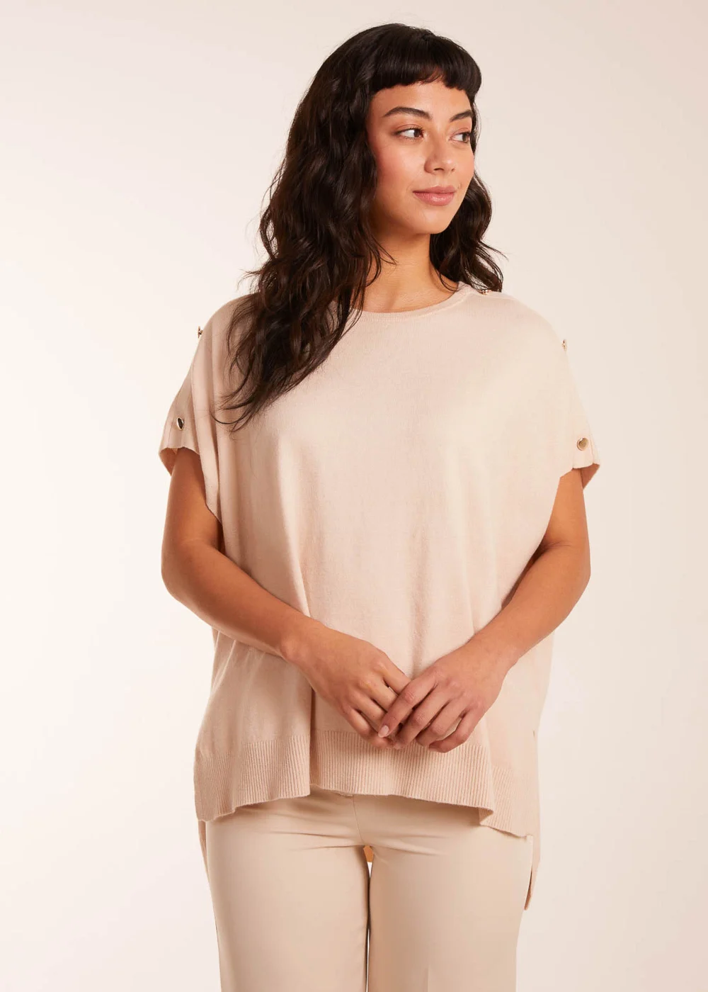 Blue Vanilla Stone Oversized Button Shoulder Top - S/M Image 1
