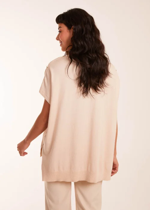 Blue Vanilla Stone Oversized Button Shoulder Top - S/M Image 3
