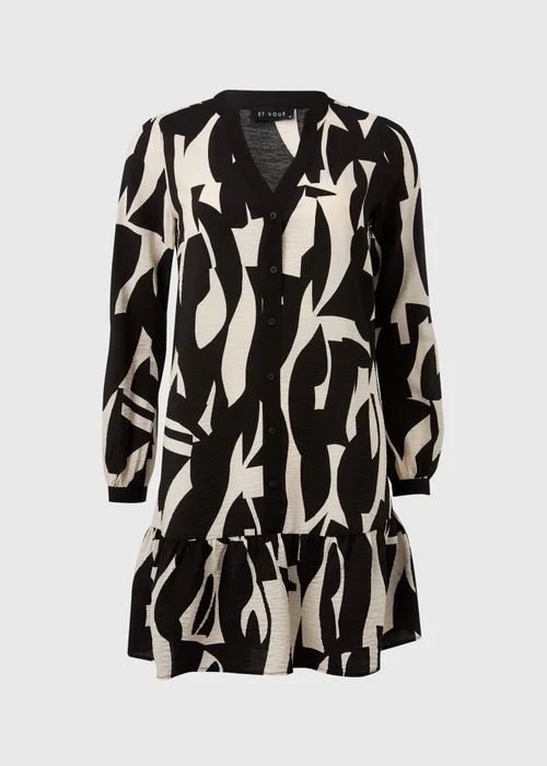 Et Vous Black Abstract Print Popover Mini Dress - 8 Image 5