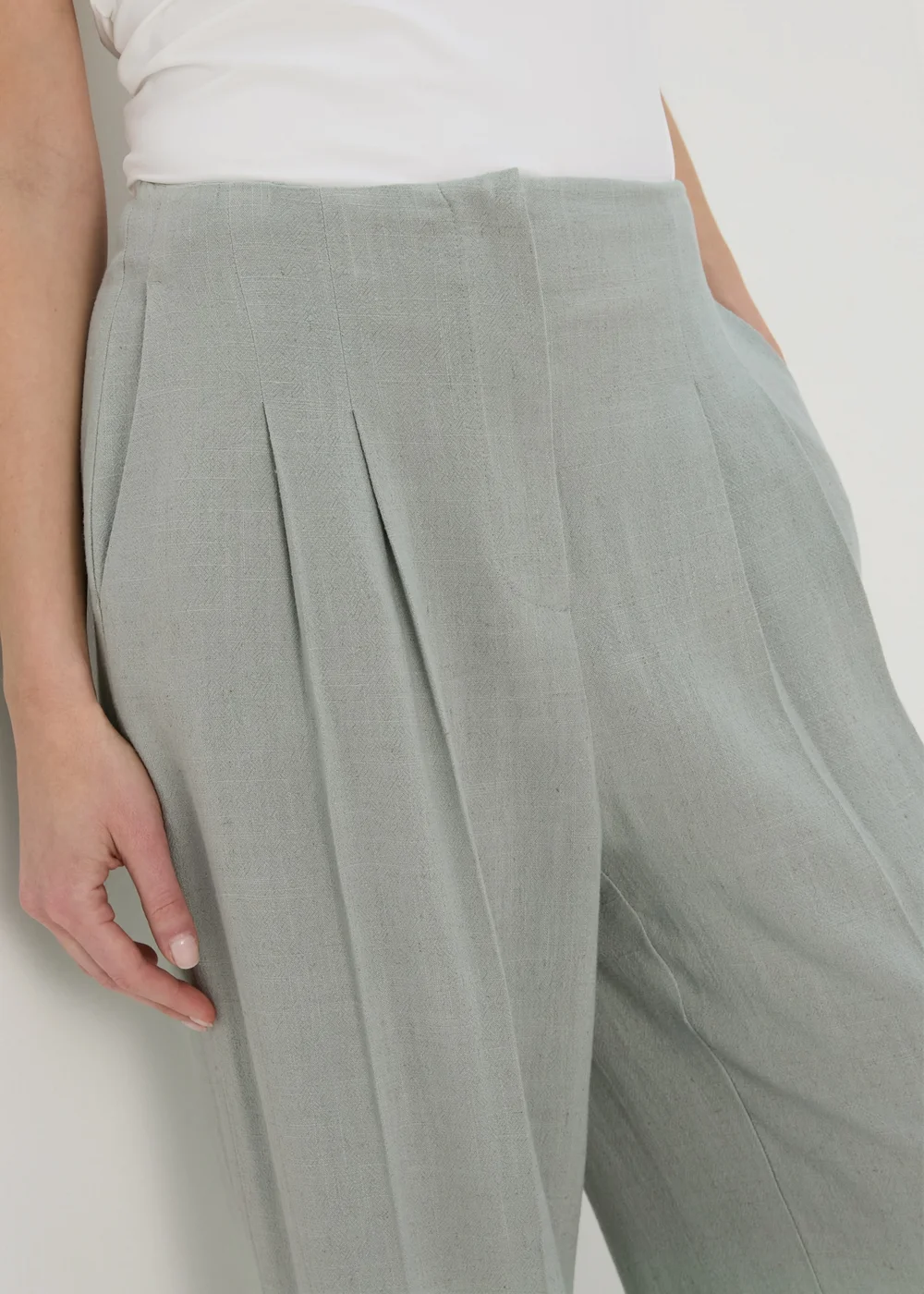 Et Vous Sage Wide Leg Linen Trousers - 8 Image 4
