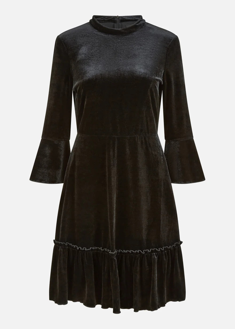Mela Velvet High Neck Skater Dress In Black - 8 Image 4