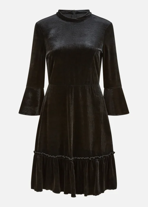 Mela Velvet High Neck Skater Dress In Black - 8 Image 4
