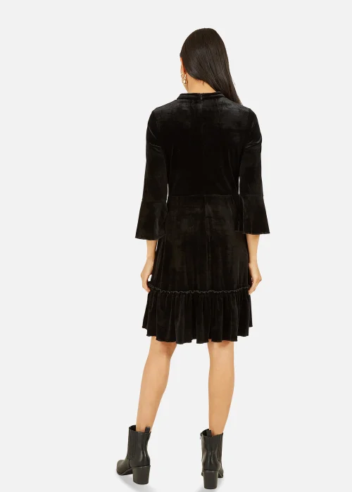 Mela Velvet High Neck Skater Dress In Black - 8 Image 3