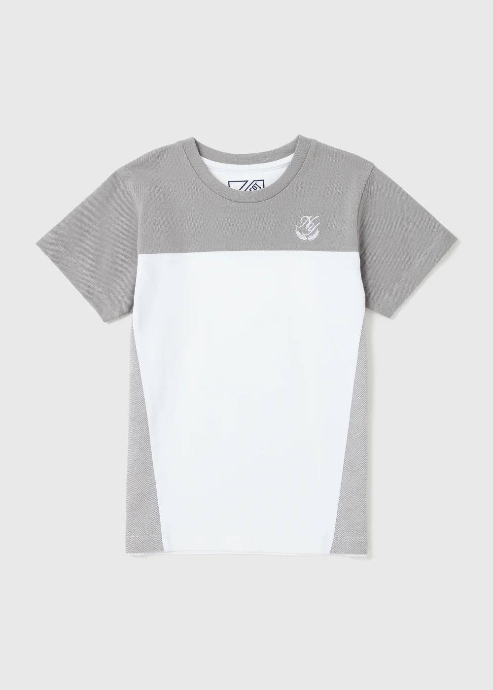 Boys Grey Panel Short Sleeve T-Shirt - Age 7 Years Image 1