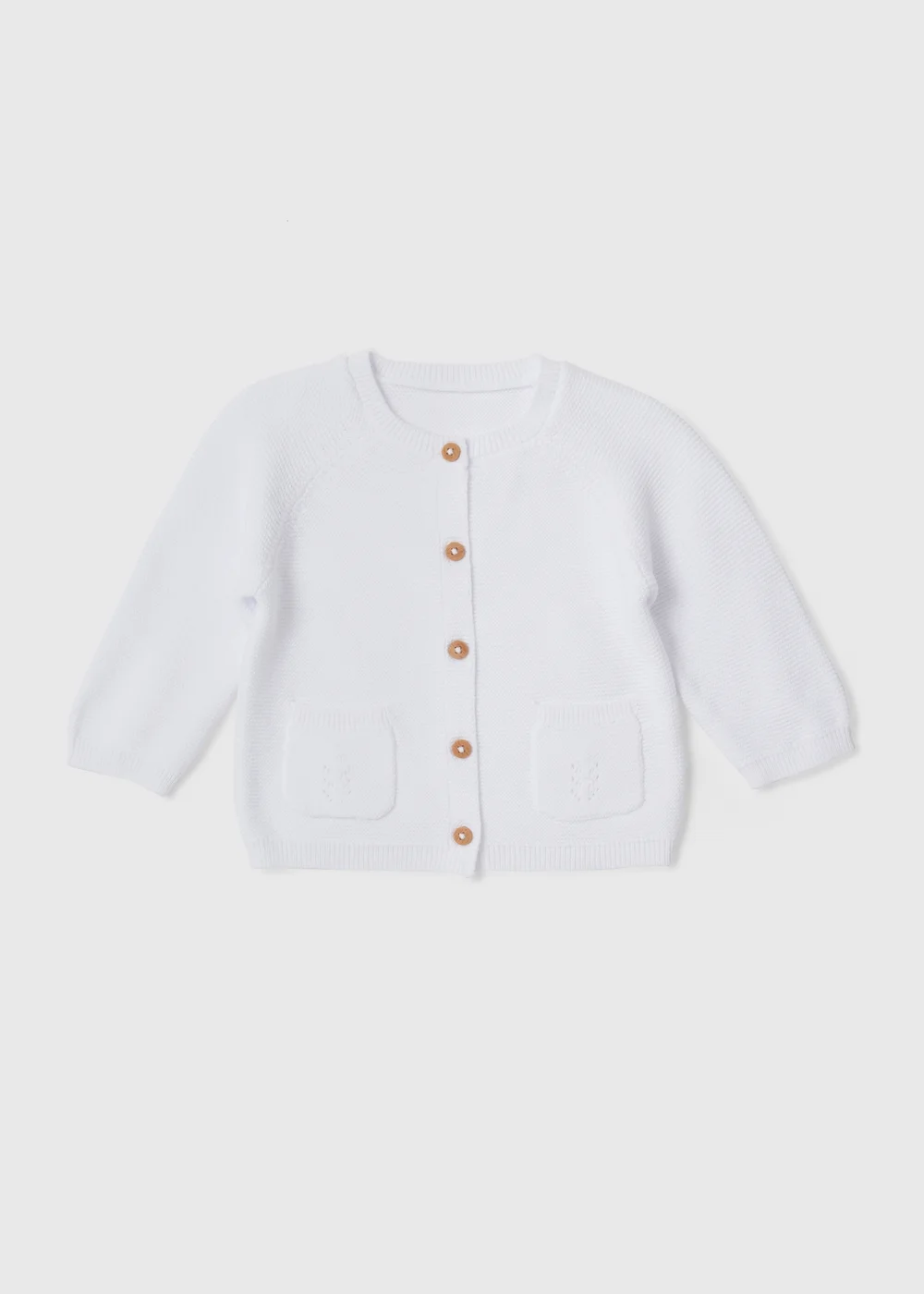 Baby White Raglan Cardigan (Tiny Baby-9mths) - 0-3 months Image 1