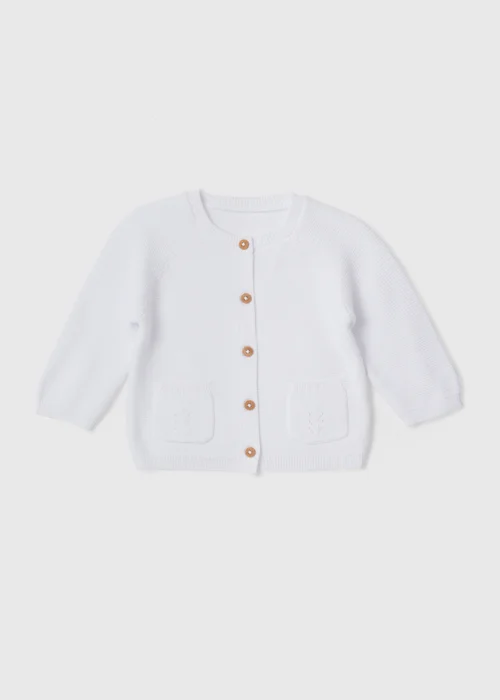 Baby White Raglan Cardigan (Tiny Baby-9mths) - 0-3 months Image 1