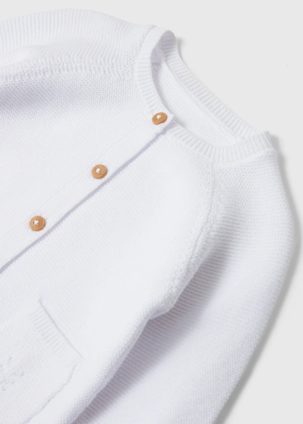 Baby White Raglan Cardigan (Tiny Baby-9mths) - 0-3 months Image 2