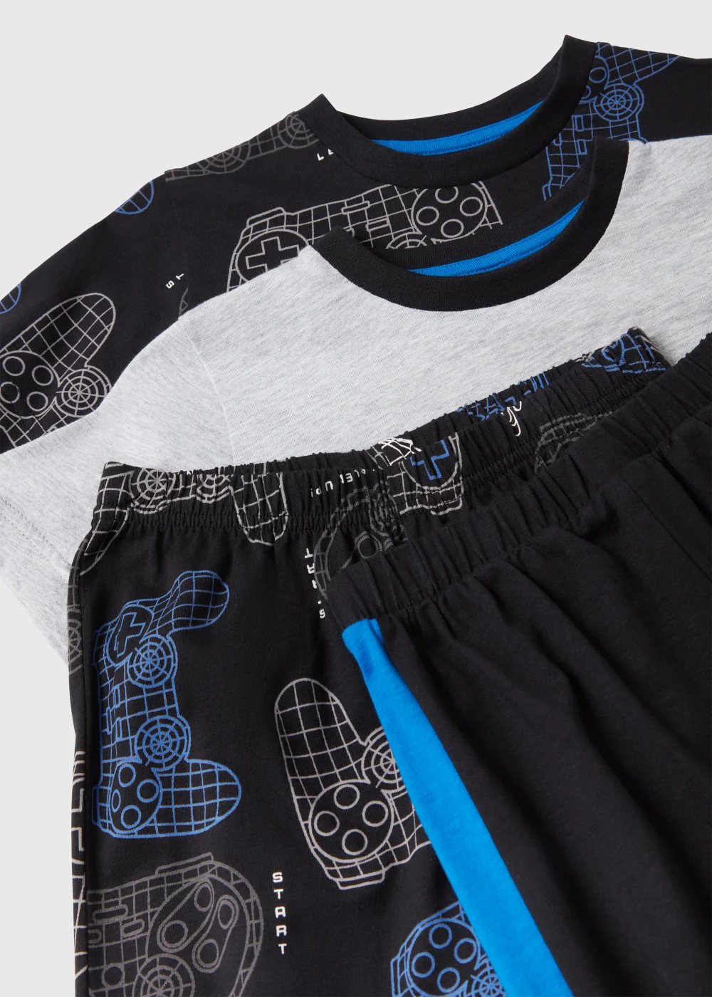 Boys 2 Pack Blue Graffiti Gamer Print Pyjama Sets (4-12yrs) - Age 4 Years Image 2