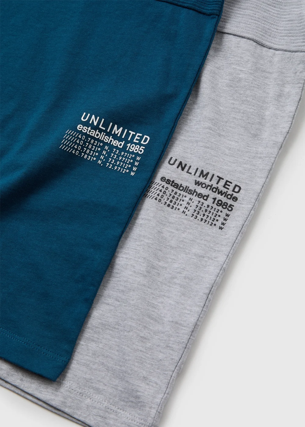 Boys 2 Pack Blue Ribbed Ottoman T-Shirts (7-13yrs) - Age 7 Years Image 2