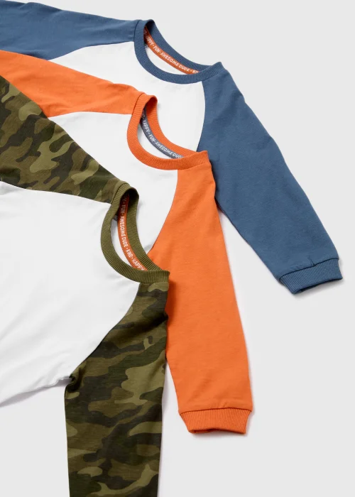 Boys 3 Pack Blue Raglan Long Sleeve T-Shirt (1-7yrs) - 1-1.5 Yrs Image 2