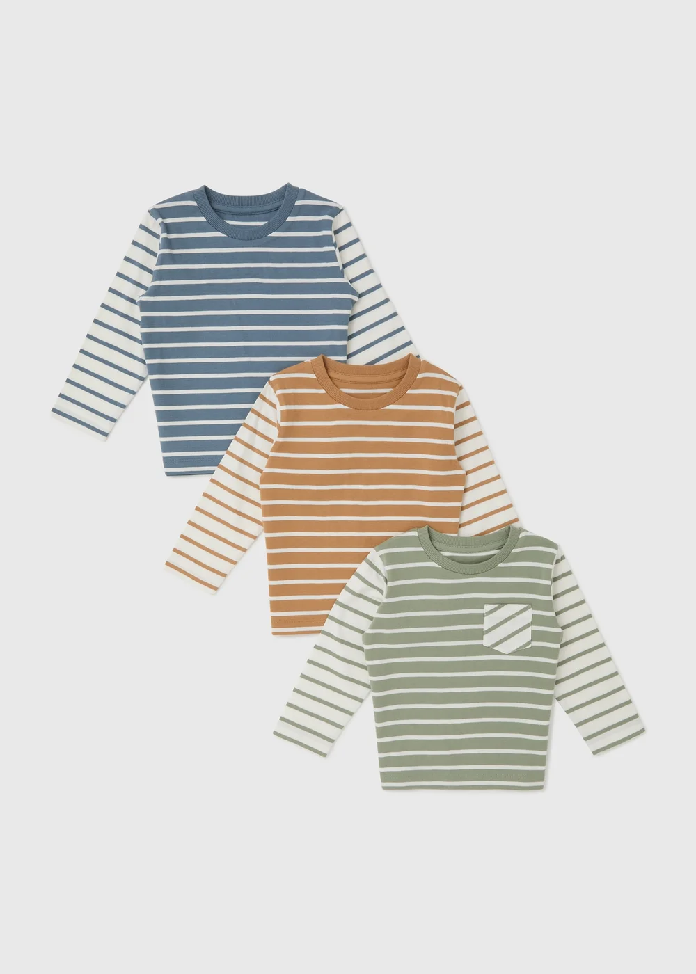 3 Pack Boys Stripe Long Sleeve T-Shirt (1-7yrs) - 1-1.5 Yrs Image 1