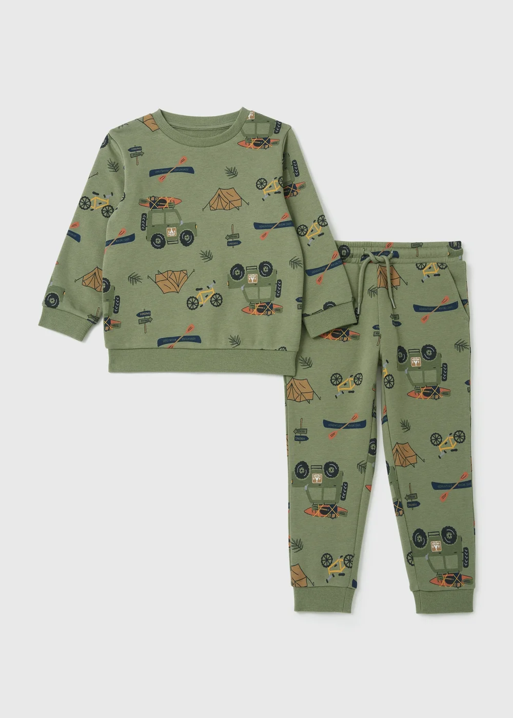 Boys 2 Pack Khaki Campervan Sweatshirt & Joggers Set (1-6yrs) - 1-1.5 Yrs Image 1