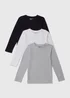 Boys 3 Pack Core Long Sleeve T-Shirts (7-13yrs) - Age 7 Years Image 1
