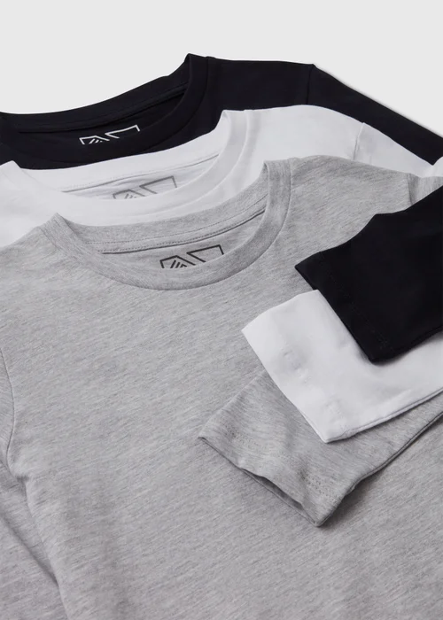 Boys 3 Pack Core Long Sleeve T-Shirts (7-13yrs) - Age 7 Years Image 2