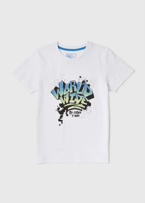 Boys White Graffiti T-Shirt (7-13yrs) - 7 Yrs Image 1