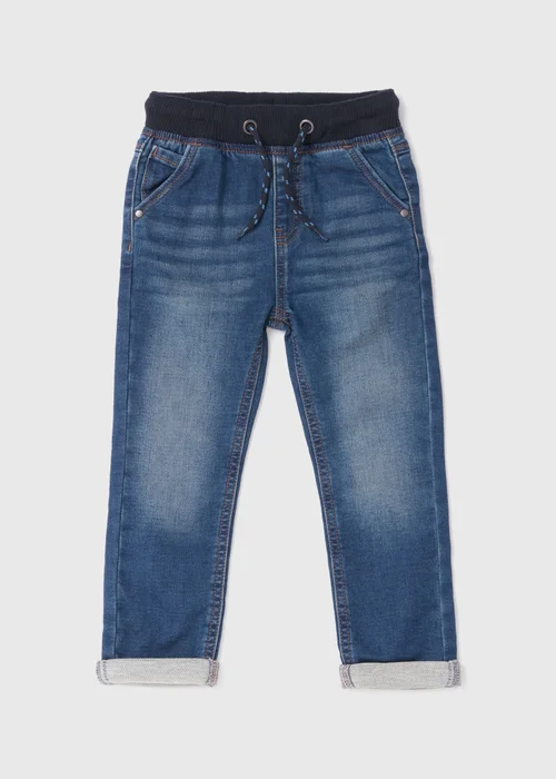 Boys Blue Knitted Waistband Jeans (1-7yrs) - 1 half year to 2 Image 1