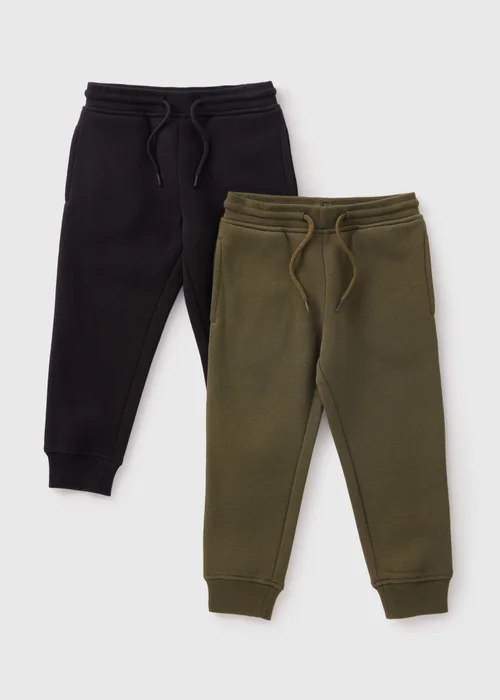 Boys 2 Pack Black & Khaki Joggers (1-7yrs) - 1-1.5 Yrs Image 1