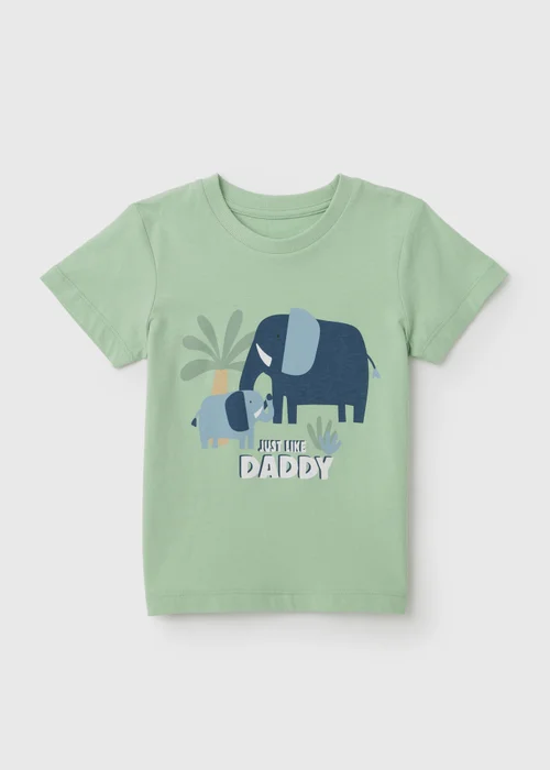 Boys Green "Just Like Daddy" Print T-Shirt (1-7yrs) - 1 to 1 half years Image 1