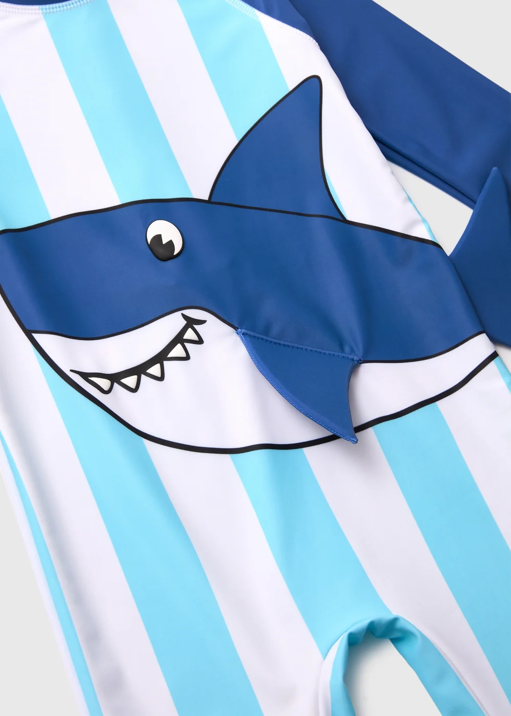 Blue Stripe Shark Swimsuit (1mths-7yrs) - Age 7 - 1 Months - 1-1.5 Yrs Image 2
