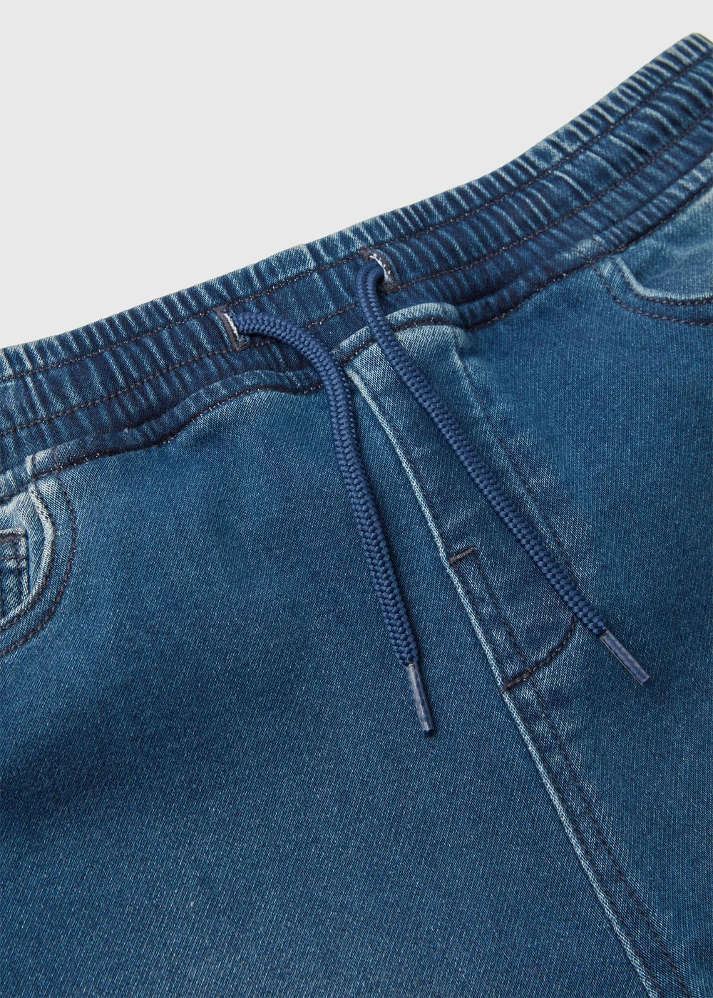 Boys Blue Rib Jersey Denim Jeans (7-13yrs) - 8 Yrs Image 2