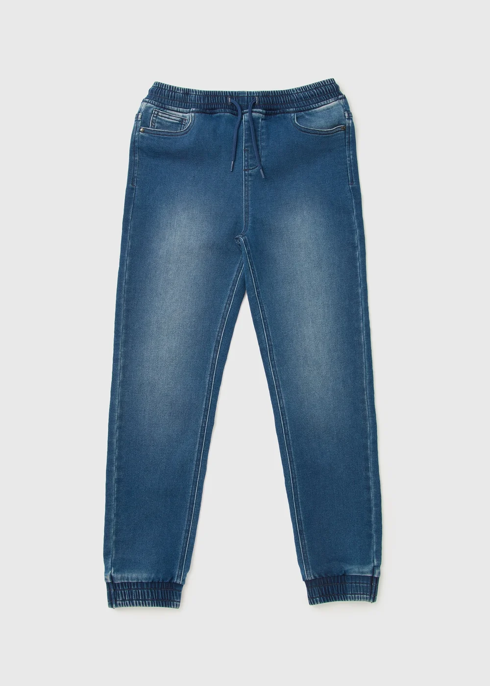 Boys Blue Rib Jersey Denim Jeans (7-13yrs) - 8 Yrs Image 1