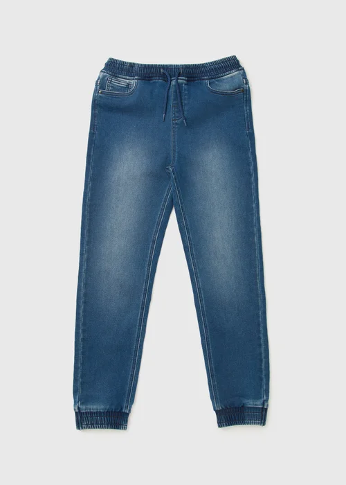 Boys Blue Rib Jersey Denim Jeans (7-13yrs) - 8 Yrs Image 1