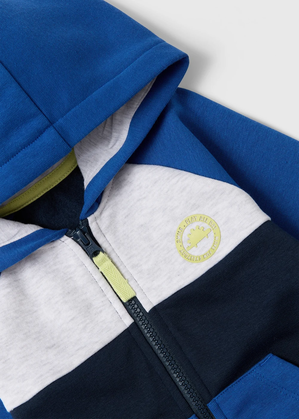 Boys Blue Cut & Sew Dinosaur Logo Hoodie (1-7yrs) - 1-1.5 Yrs Image 2