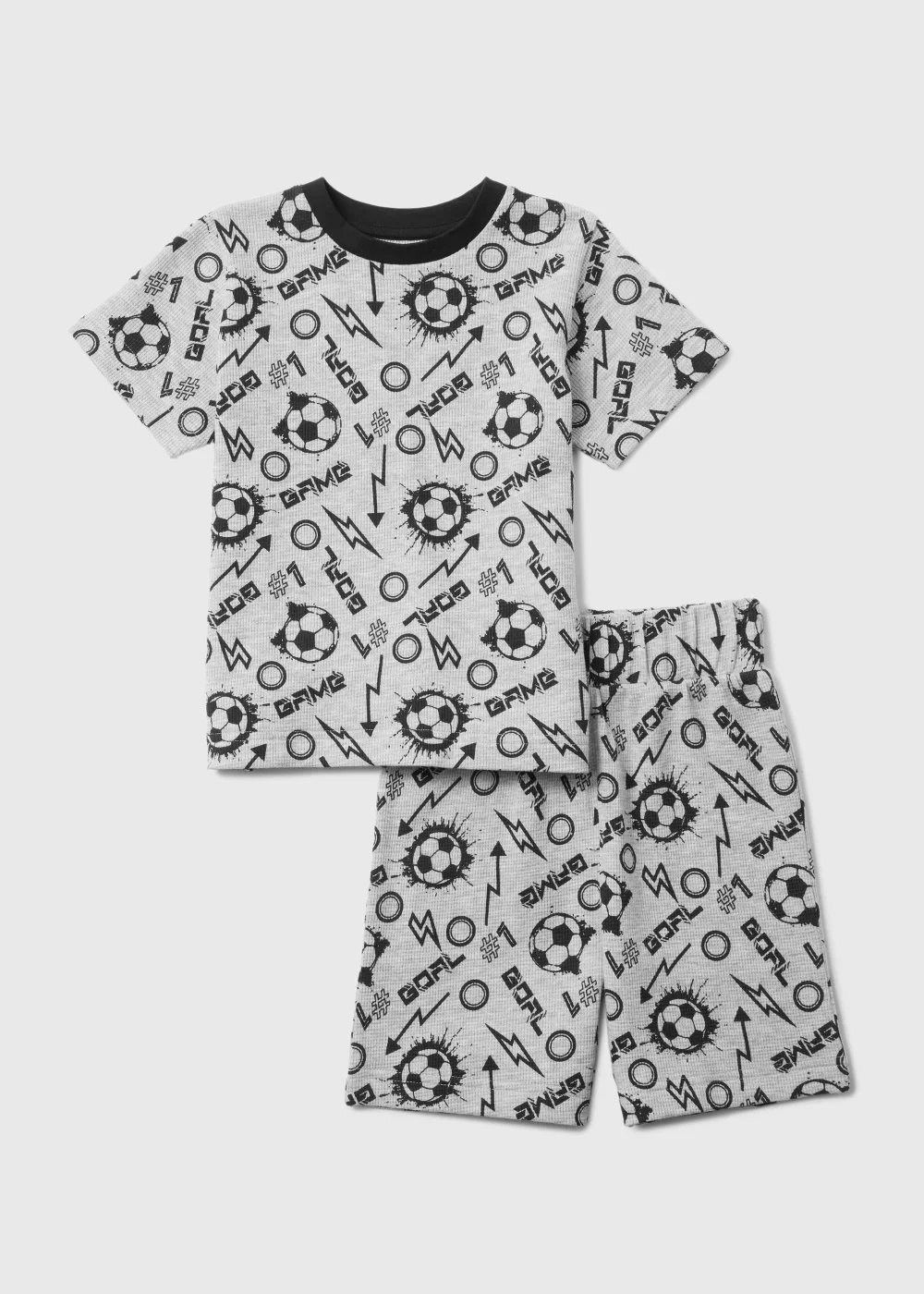Kids Grey Football Short Pyjama Set (4-13yrs) - Age 4 Years Image 1