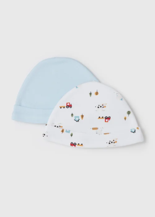 2 Pack Blue Farm Hat (Newborn-6mths) - Age 0 - 3 Months Image 1
