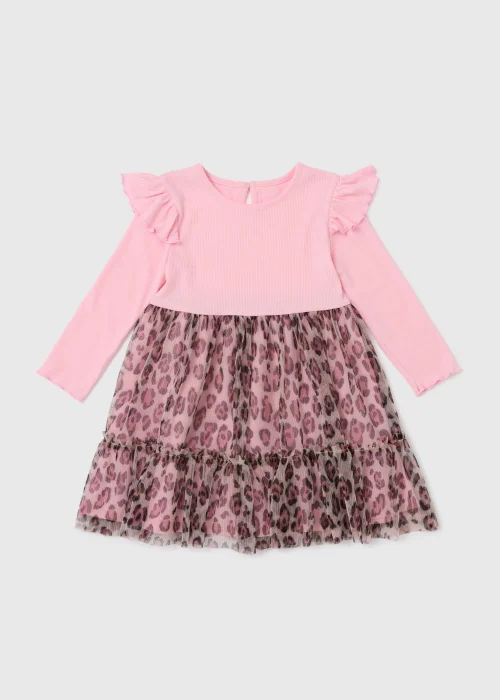 Girls Pink Leopard Print Tutu Dress (1-7yrs) - 1-1.5 Yrs Image 1
