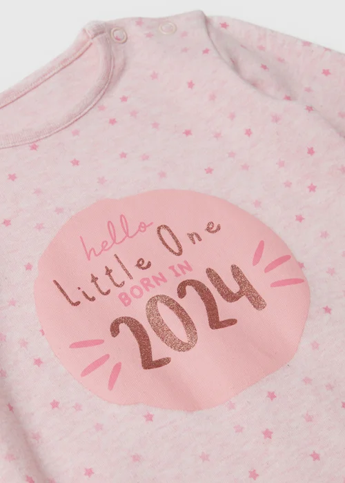 Baby Pink Born In 2024 Sleepsuit (Tiny Baby-6mths) - Tiny Baby Image 2