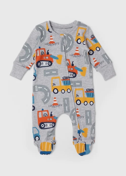 Boys Grey Cars Sleepsuit (Newborn- 18mths) - Newborn Image 1