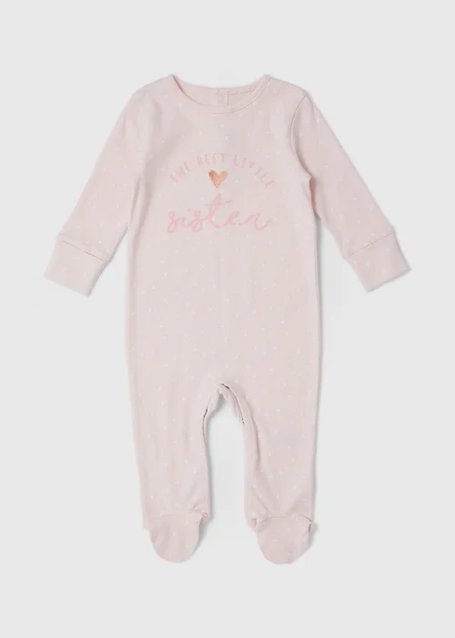 Girls Pink Sister Sleepsuit (Tiny Baby-18mths) - 0-3 months Image 1