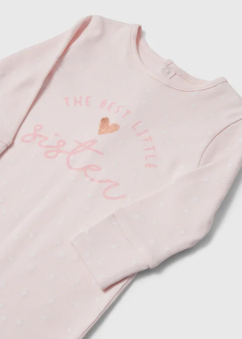 Girls Pink Sister Sleepsuit (Tiny Baby-18mths) - 0-3 months Image 2
